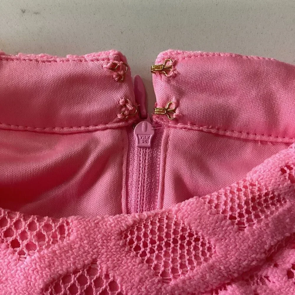 NEW Lilly Pulitzer Rayanne Halter Top Sz L Pelican Pink Pineapple Geo Lace - Picture 7 of 11